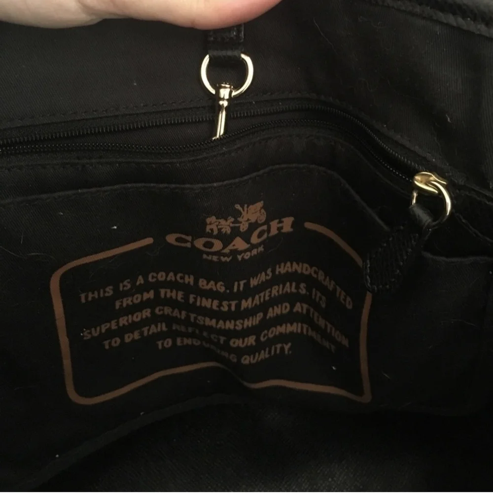 Coach Brown Monogram Tote with Leather Accents - Picture 3 of 5